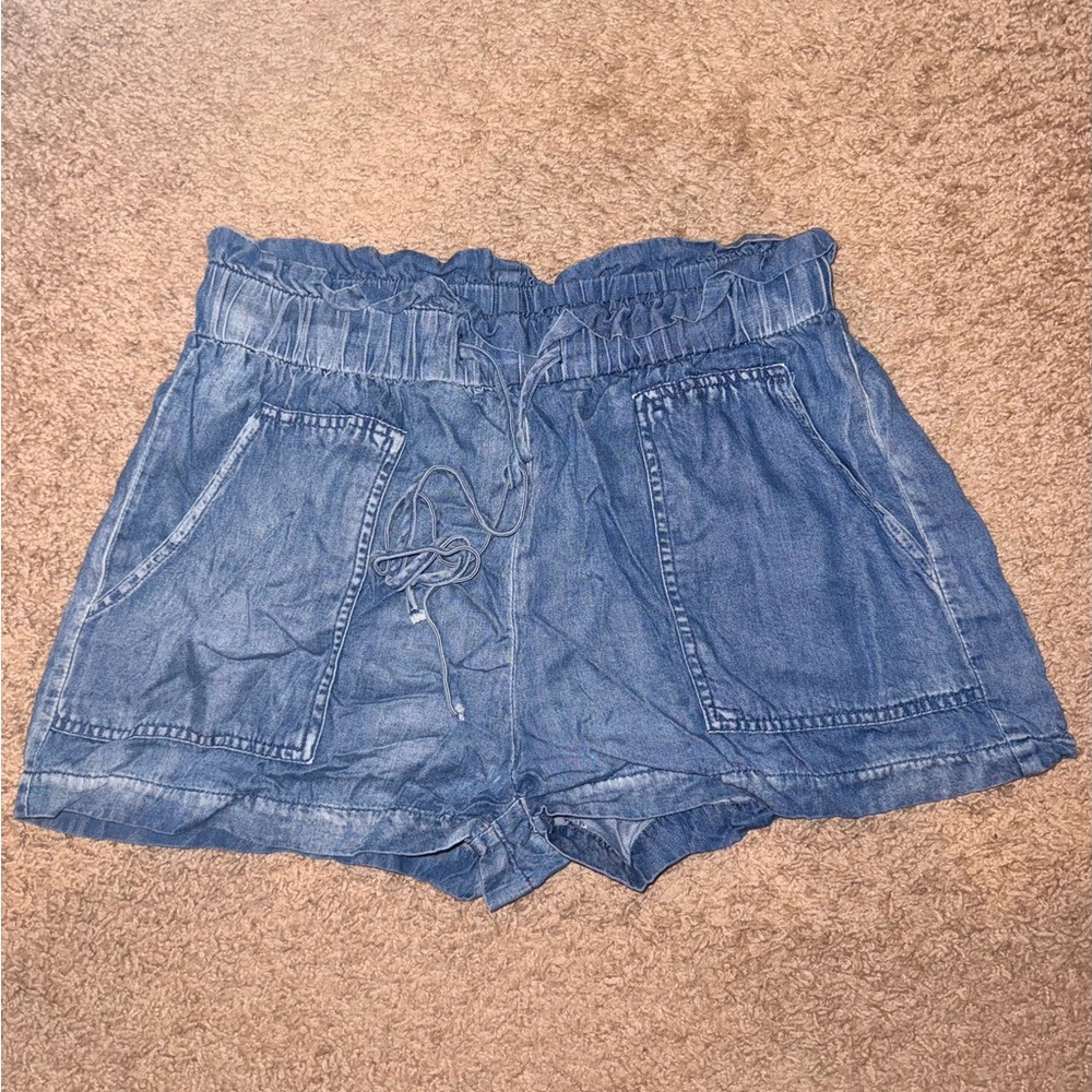 Pink Lily High Waist Blue Denim Shorts